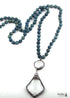 Boho Necklace, RH Antique Brass Lava Stone Glass